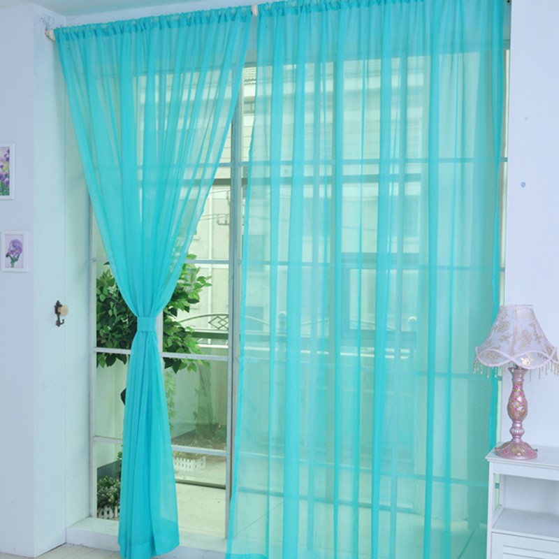 turquoise sheer curtain scarf