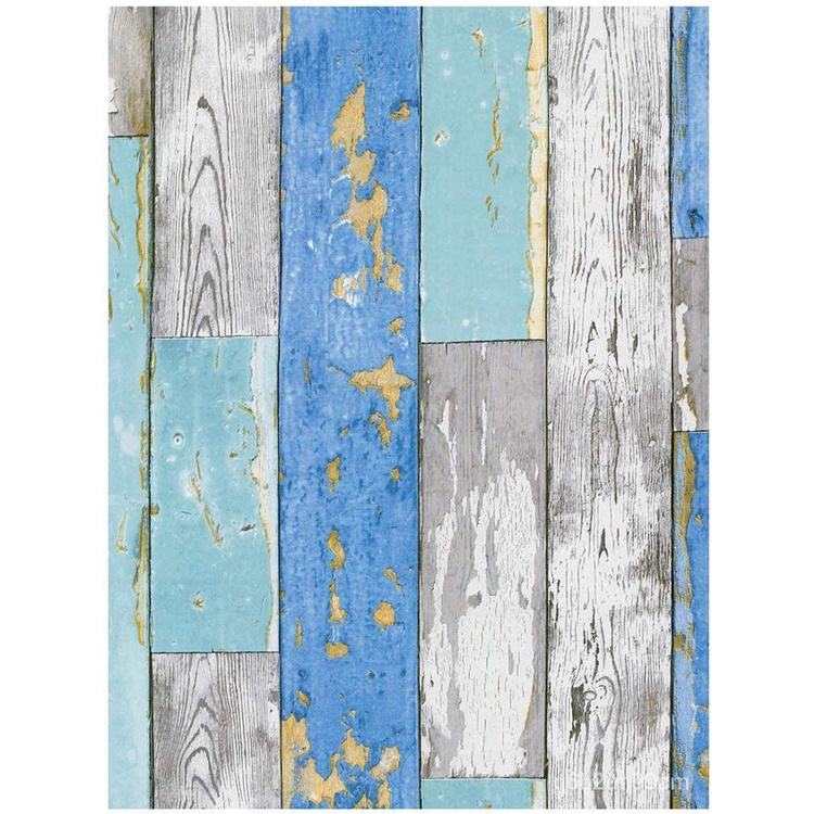 Peel and Stick Wood Plank Wallpaper Blue/Gray/Brown Vinyl Self Adhesive ...