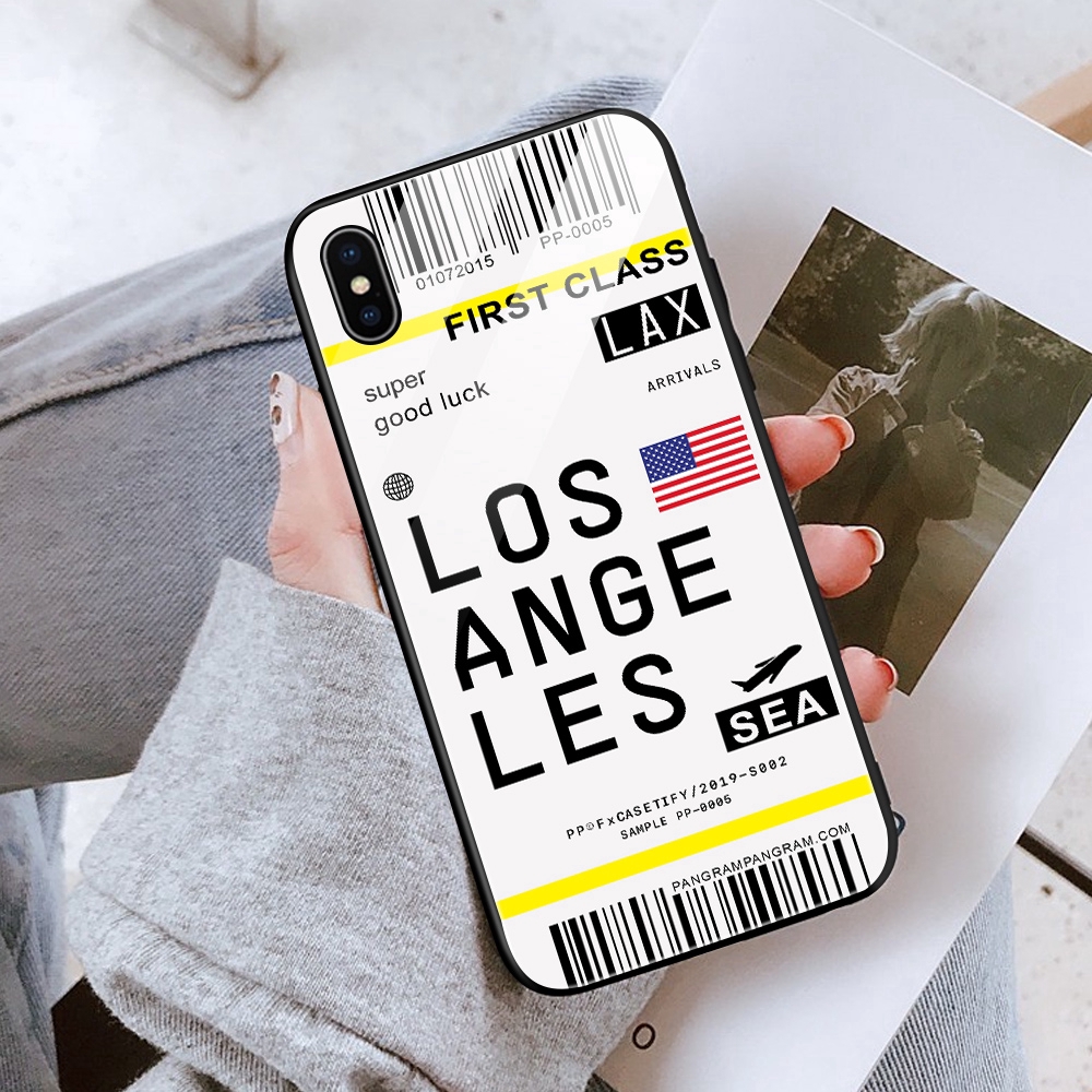 Ins Travel Label Country Phone Case For Samsung Galaxy J2 Prime J4 Pro 18 Plus J3 17 16 15 Core J410 J330 New York London Fashion Flight Ticket Luxury Tempered Glass Back