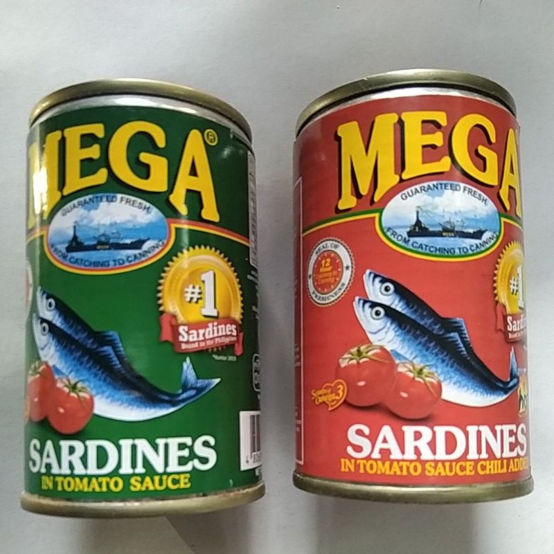 Mega Sardines In Tomato Sauce 155g And Mega Sardines In Tomato Sauce Chili Added 155g Shopee