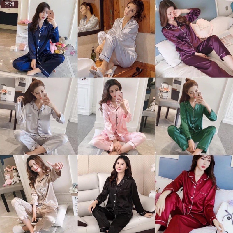 silk sleepwear pantulog pajamas nightwear | Shopee Philippines