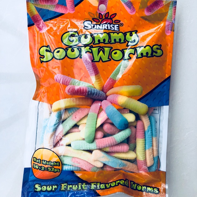 Sunrise Gummy Sour Worm 52pcs | Shopee Philippines