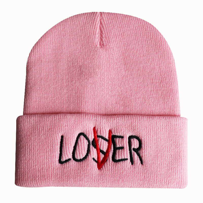 Mioloe Black Skull Cap King Queen Winter Knitting Beanie Hat Fashion 3D Embroidery Hat 