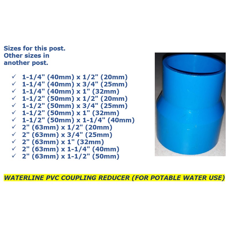 WATERLINE PVC COUPLING REDUCER (FOR POTABLE WATER USE) 11/4" (40mm