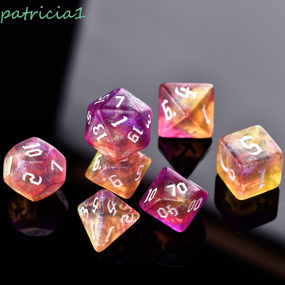 PATRICIA 7 Pcs/set Carved Pattern Dice Set Durable 7-Die Iridescent ...