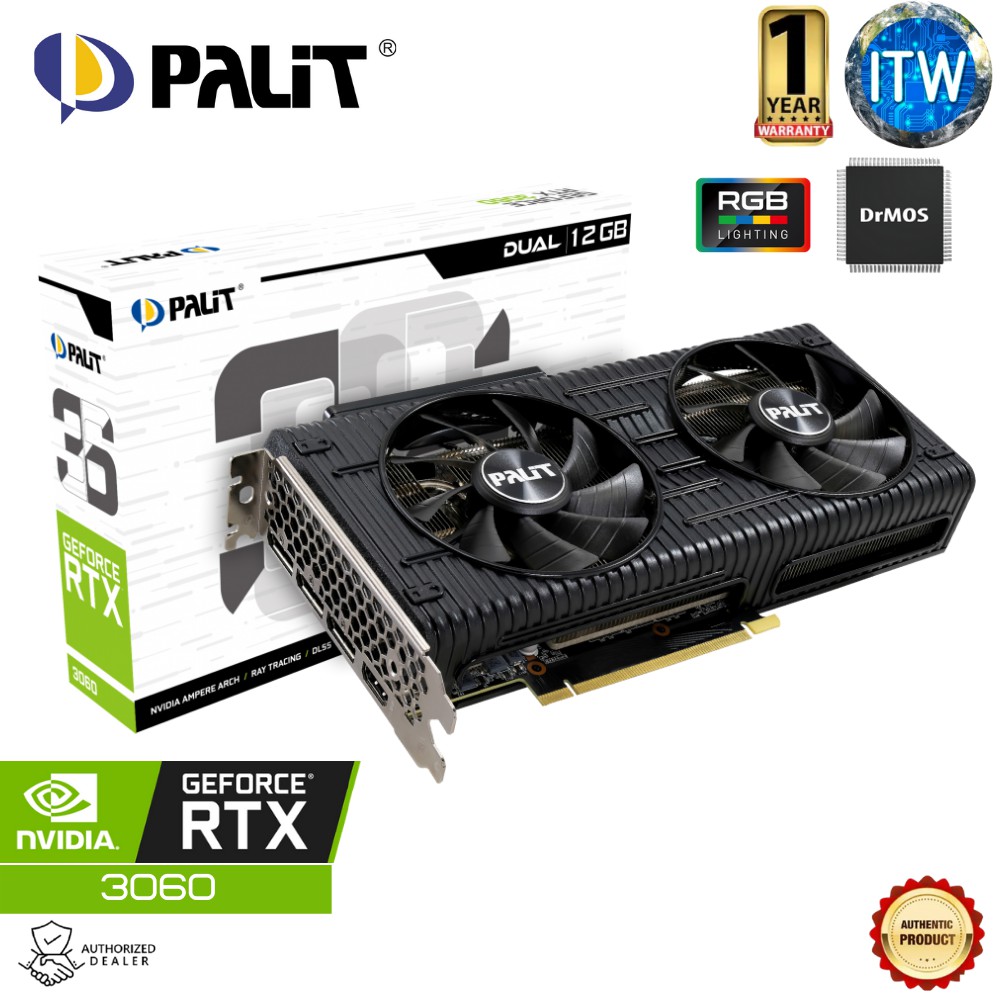 PALIT GeForce RTX™ 3060 Dual 12GB GDDR6 192BIT 3-DP HDMI GRAPHICS CARD ...