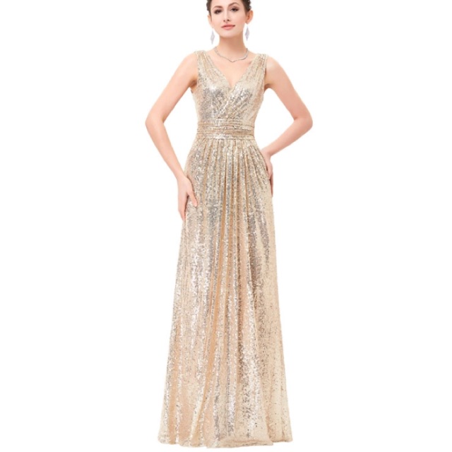 gold colour long frocks