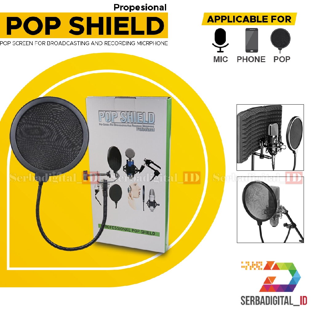 Facmogu Microphone Pop Filter & Windscreen Combo - Professional Sound Recording Shield For Studio & Outdoor