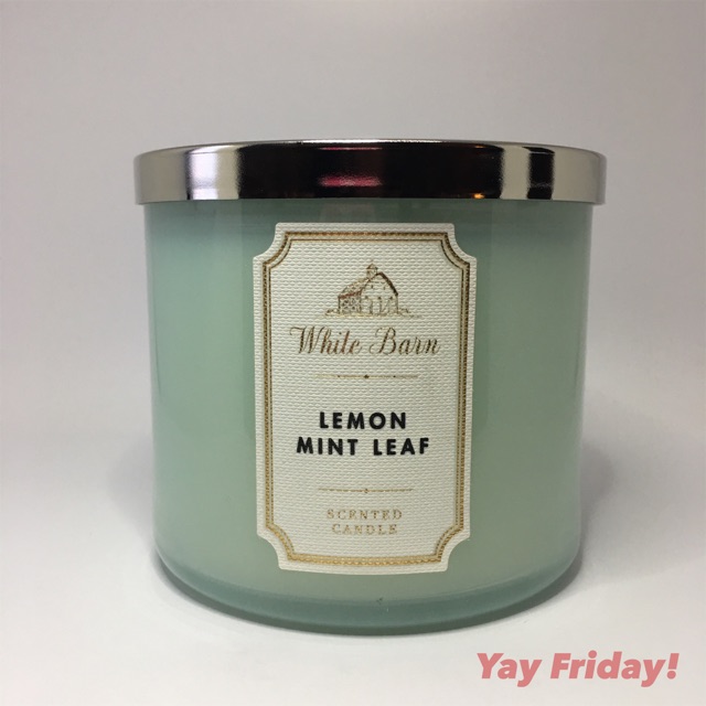 Bath Body Works White Barn Lemon Mint Leaf 3 Wick Candle