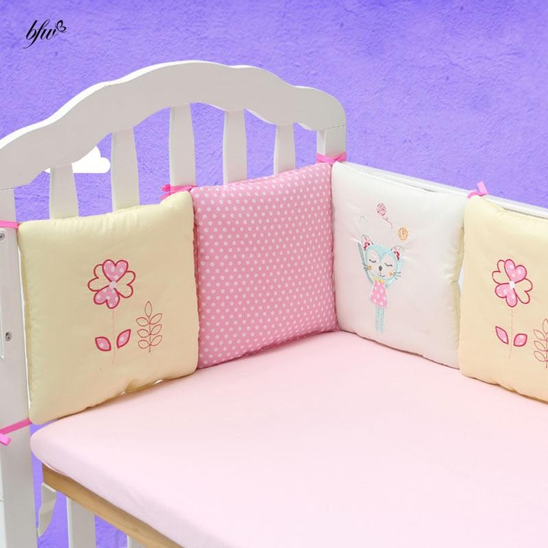 6pcs Set Baby Crib Bed Bumper Cushion Fence Cover Cotton Baby