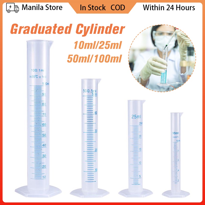 4PCS Graduated Measuring Cylinder 10ml 25ml 50ml 100ml Measure Trial ...