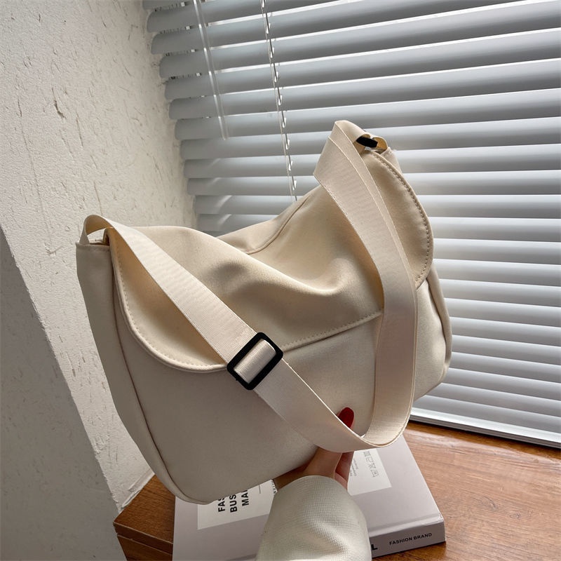 Sling Bags for Women Fashion Messenger Bag Large Capacity Nylon Bag Canvas Solid Color Shoulder