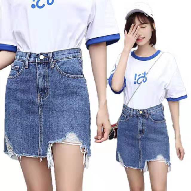 Maong skirt denim skirt ripped mini skirt XSXXL 4 colors Shopee