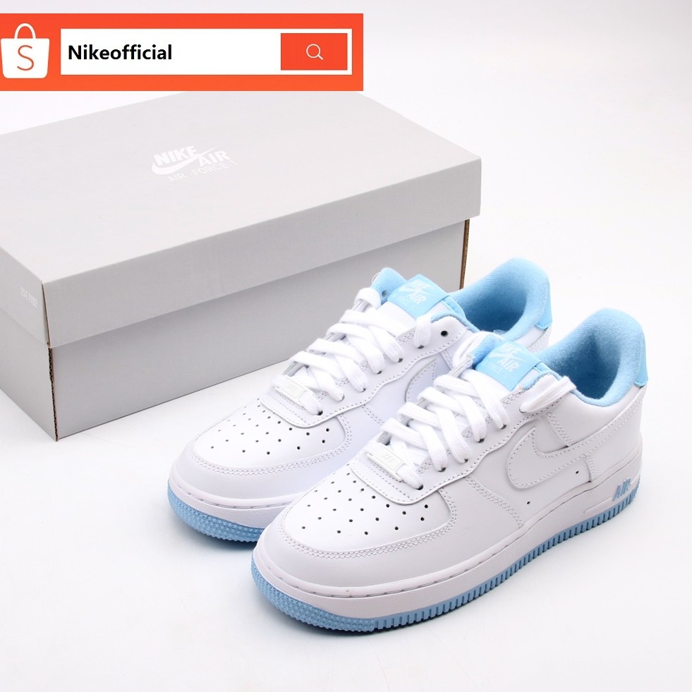 white air force light blue tick