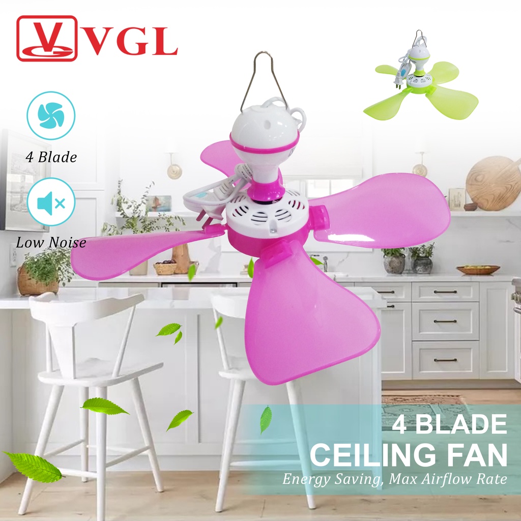 CEILING FAN 4 Blade Transparent Ceiling Fan Dual Switch Hanging Fan