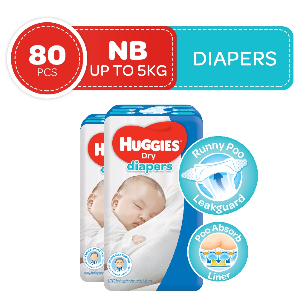 Huggies Dry Diapers Newborn 40 pcs x 2 