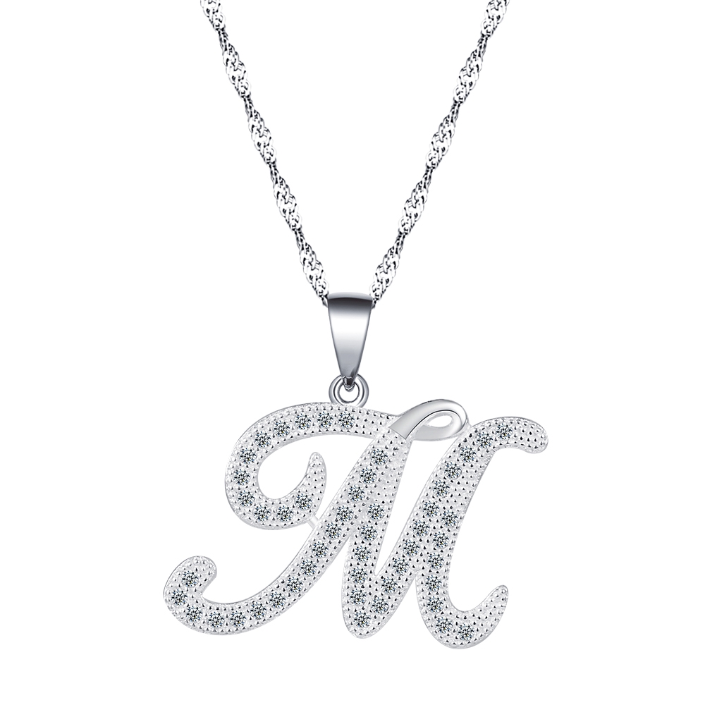 Silver Kingdom Letter M Ladies Necklace 92.5 Italy Silver | Shopee ...