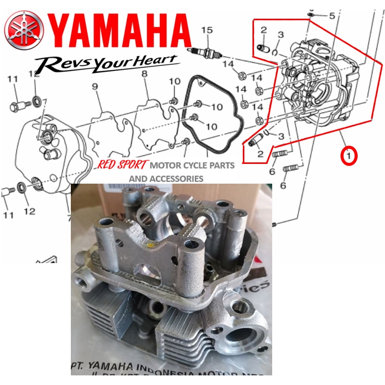 CYLINDER HEAD MIO I 125 AND MIO SOUL I 125 YAMAHA GENUINE Shopee