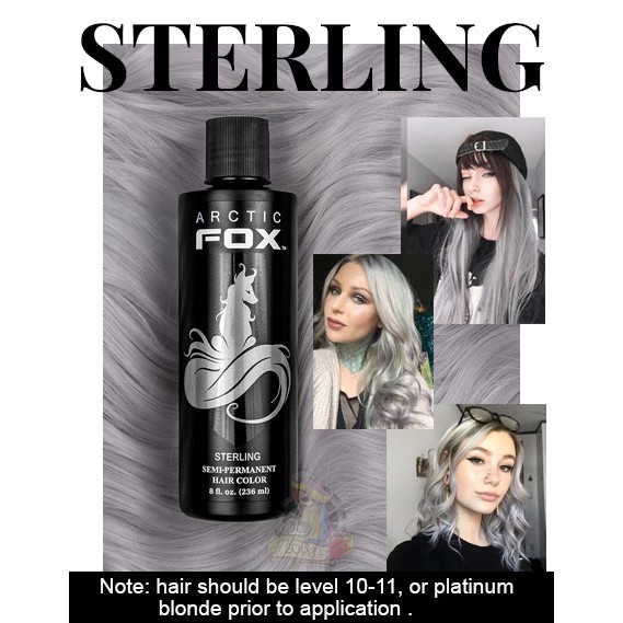 Arctic Fox Sterling 4 Oz 8 Oz Semi Permanent Gray Hair Dye