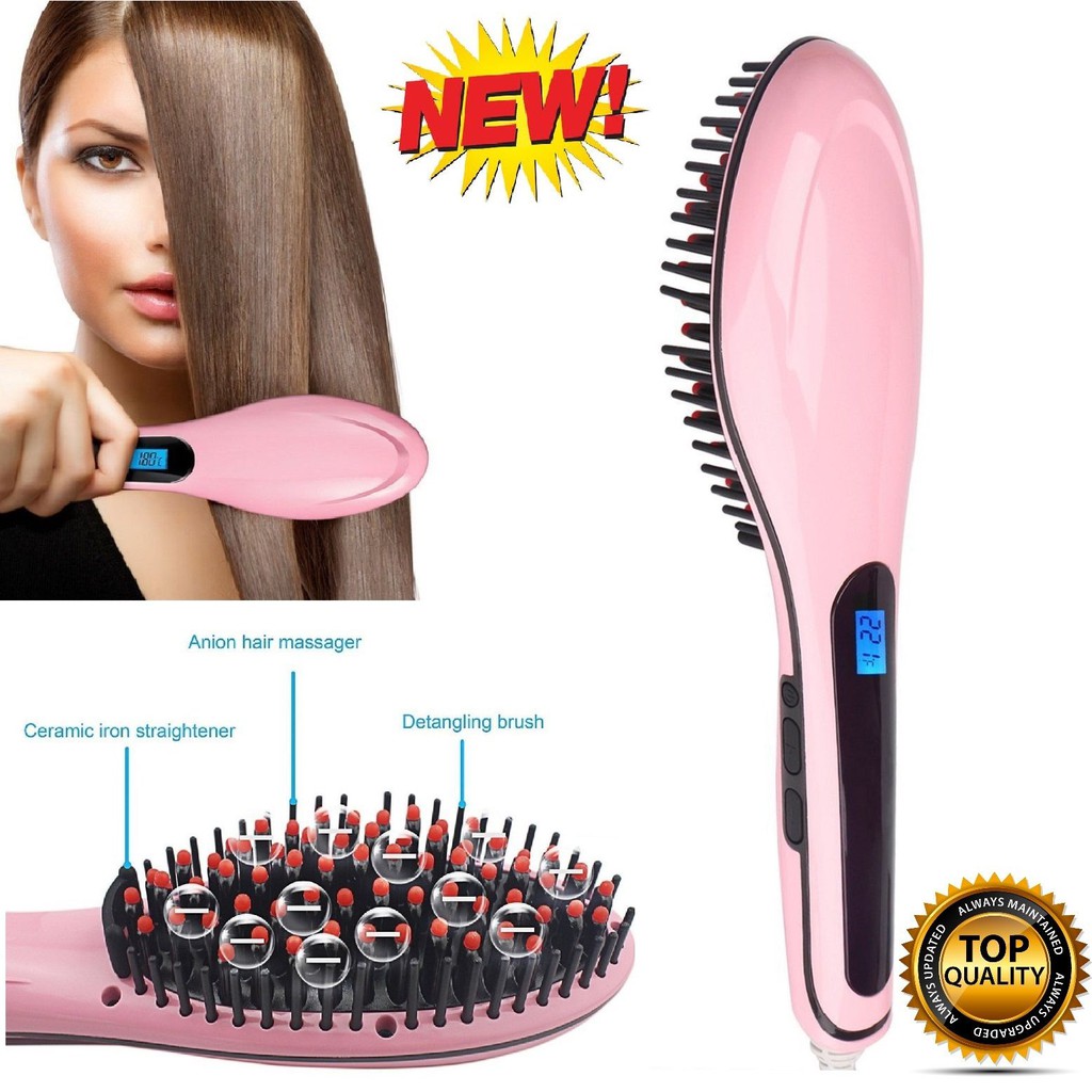 Hair Straightener Brush Electric Instant Magic Silky Straight Hair