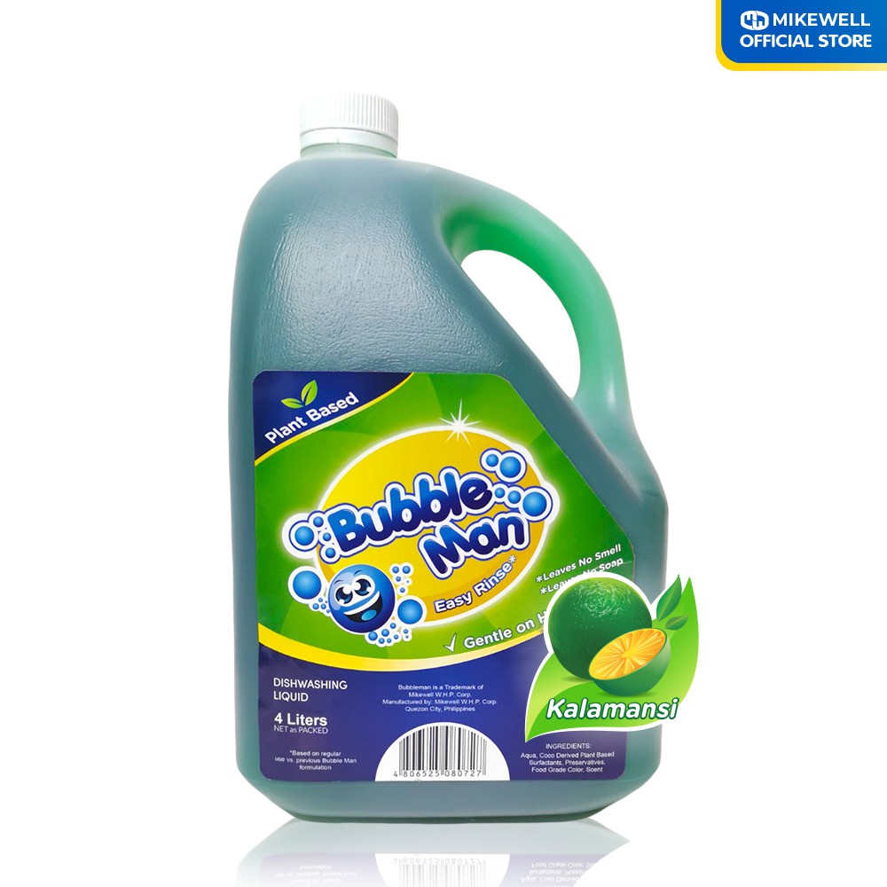 Bubbleman Dishwashing Liquid 4 Liters X Plant Based DWL Kalamansi (green) 1 Gallon Shopee