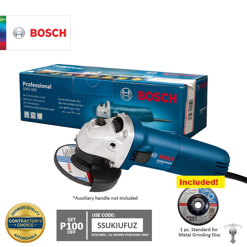Bosch GWS 060 Professional Angle Grinder with Grinding Disc Shopee