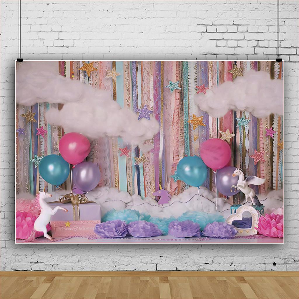 Kids Birthday Party Background, First Birthday Cake, Pink, Balloons Background, Boy Portrait, Toys, Decorations, Floral, Photostudio