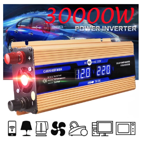30000W LED Power Inverter Solar Inverter Car Inverter DC 12V to AC 220V