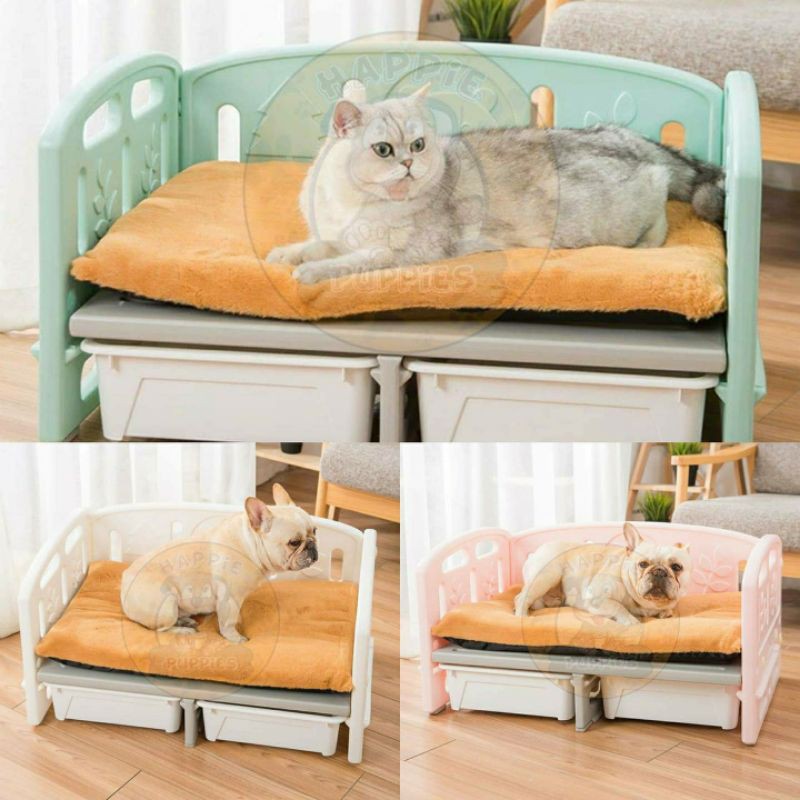 Pet Plastic Bench Bed With Cushion Dog Cat (two Compartment Boxes Not 