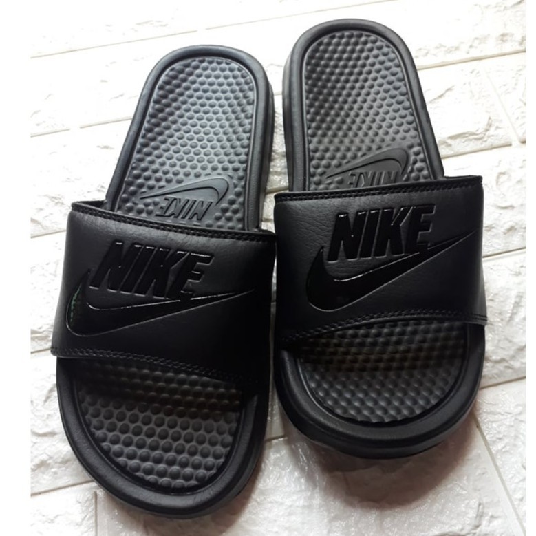 nike slippers all black