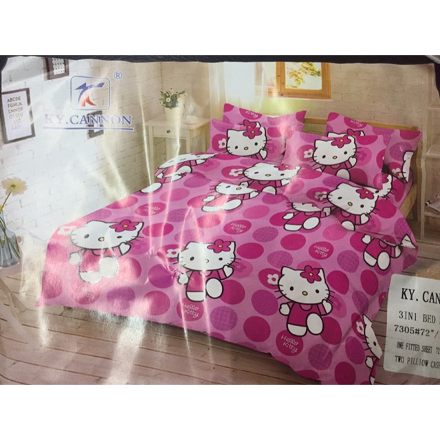 Bed Sheet 4n1 Hello Kitty Cannon Double Size Shopee Philippines