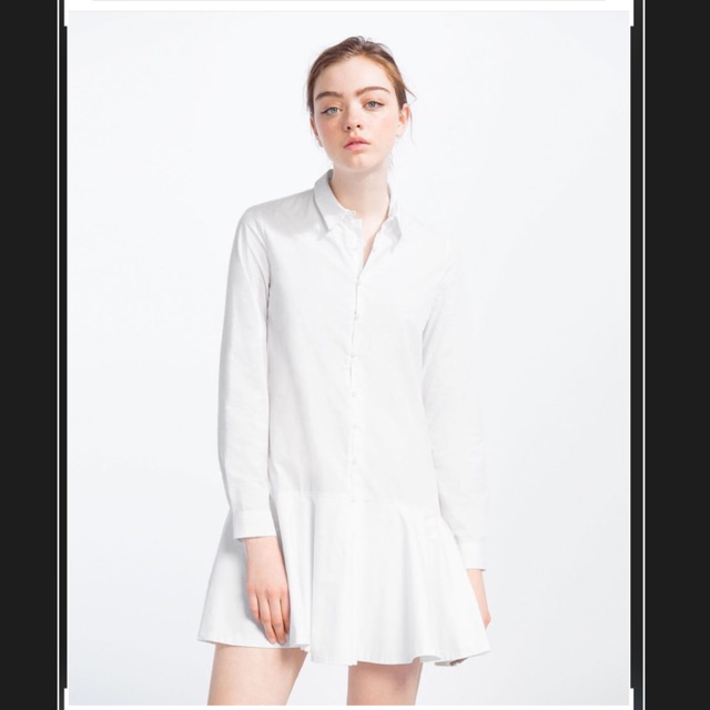 zara white button down dress