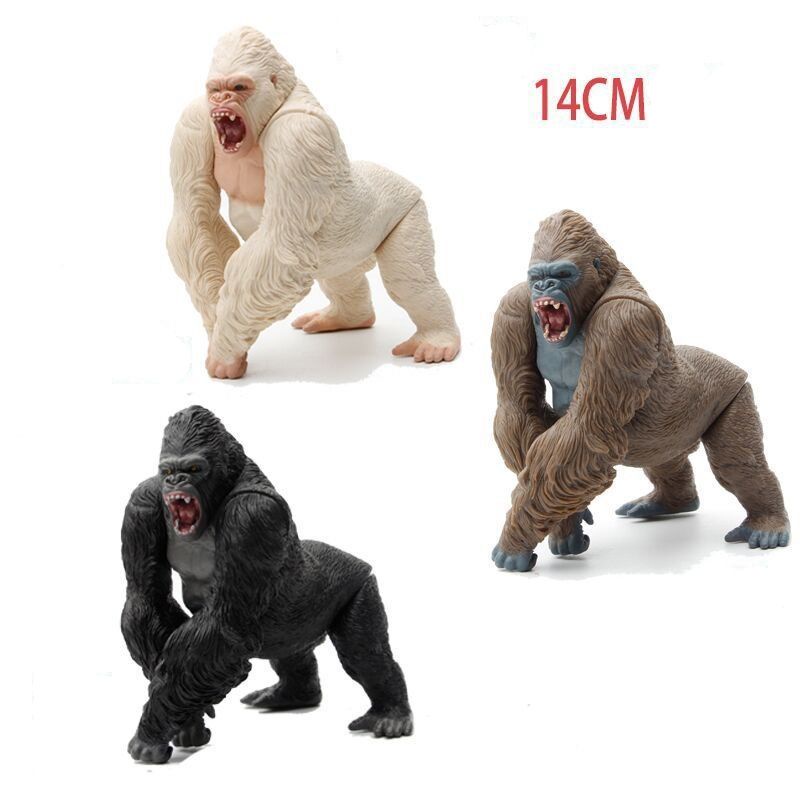 Gorilla King Kong Toys Open Mouth white brown black Color Wild Animal 14cm kingkong figure
