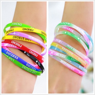 Sports Best Friend Printed Letters Luminous Silicone Bracelets & Bangles Women Fluorescent Rubber Fitness Wristband Bracelet