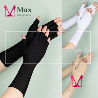 MAX Black White Nude Half Finger Sleeves Summer Fingerless Long Gloves Women Cycling Solid Mittens Arm Cool Driving Accessories Sunscreen Protection/Multicolor