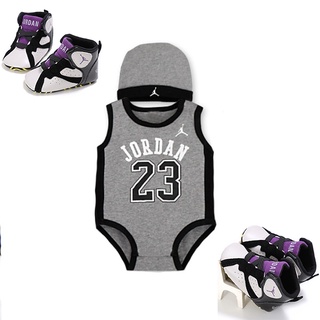 Baby Boy Basketball Jersey Romper+hat Set Newborn Baby Jersey Terno Jordan 23 Onesies Cotton Jumpsui #6