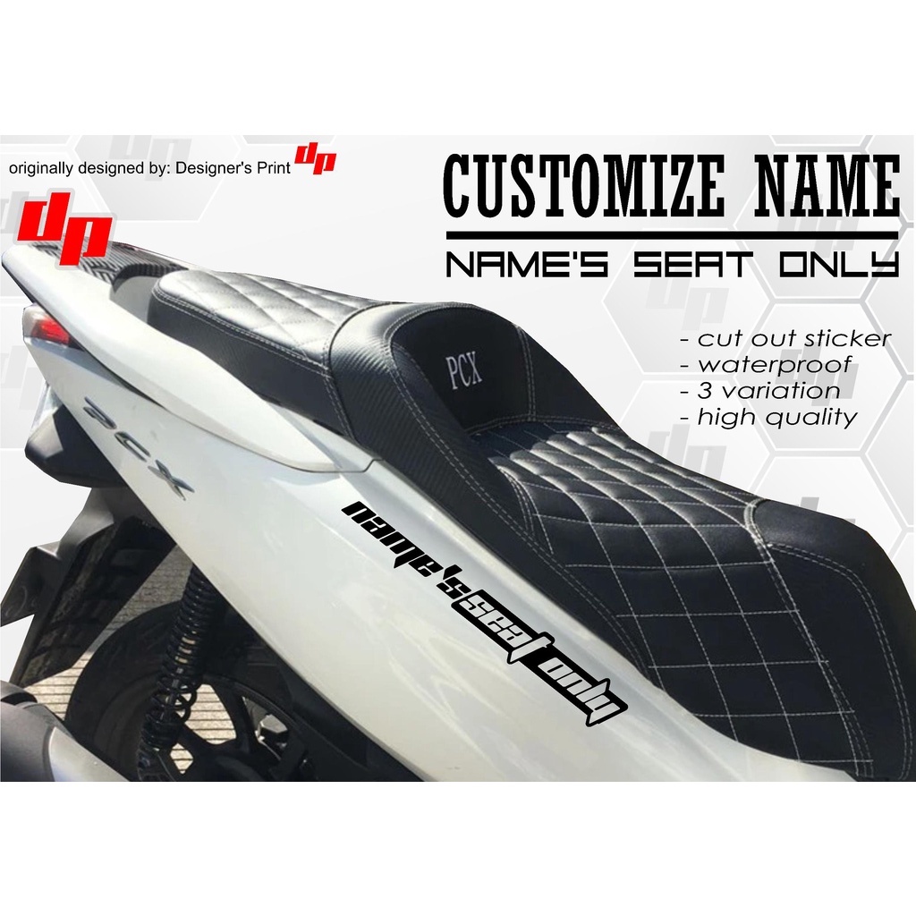 CUSTOMIZED NAME SEAT ONLY Cut out stkicker, Name seat only, Waterproof, Designers Print