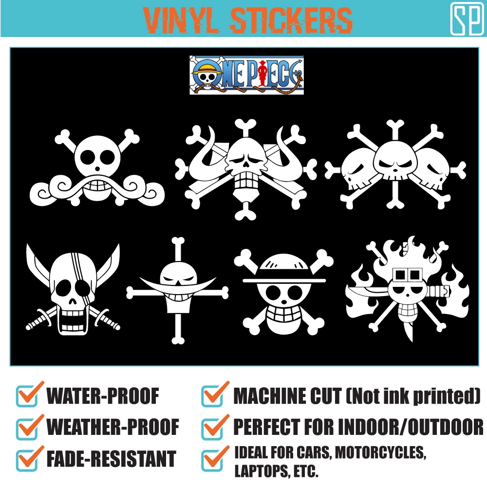 One Piece Pirates Flag Vinyl Decal Sticker - Kaido Gold Roger White ...