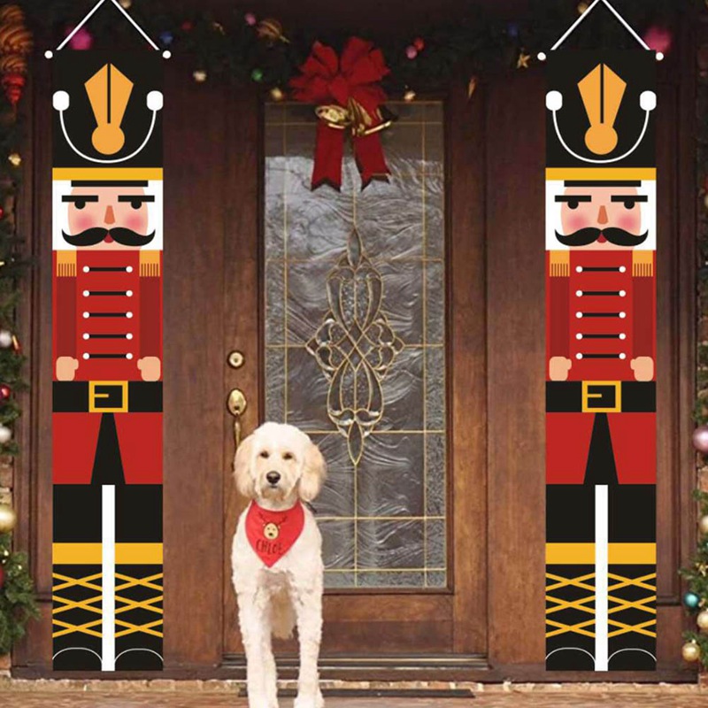 Garden Christmas Party Black Wooproo Nutcracker Christmas Decorations Outdoor Xmas Decor Life Size Soldier Mode Christmas Banners for Front Door