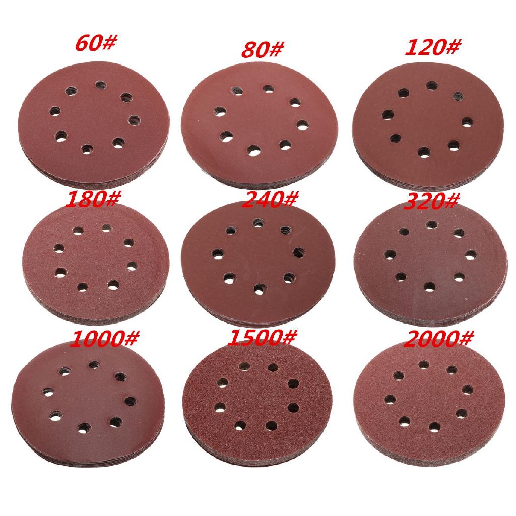 10pcs 5'' 125mm 8 Hole Sanding Discs Mixed Grit Orbital Shopee