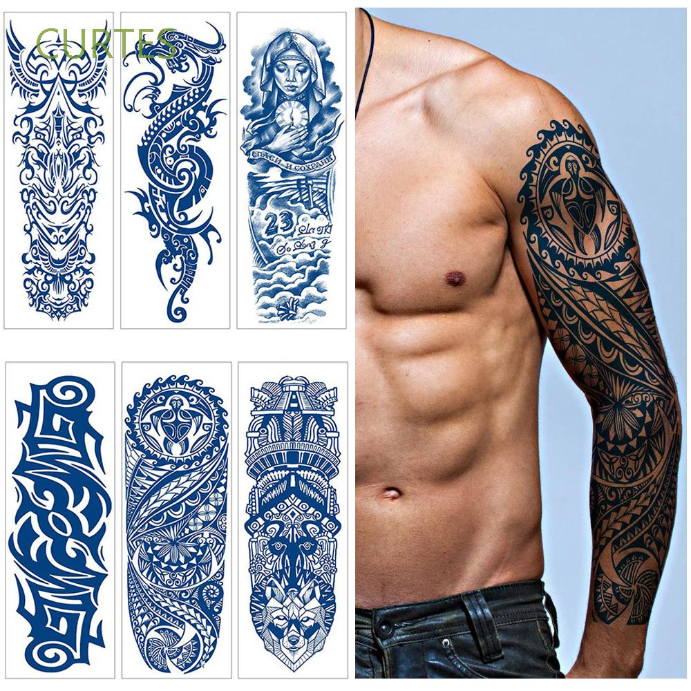 Curtes Long Lasting Large Tattoos Sticker Safe Fake Tattoo Temporary Tattoos Waterproof Dragon Design Juice Ink Tribal Totem Man Full Arm Sleeve Body Art Shopee Philippines