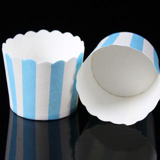 50PCS Blue and White Stripes Paper Cup Cupcake Wrappers Baking Packaging Cup Heat Resistant Cupcake Cups #8