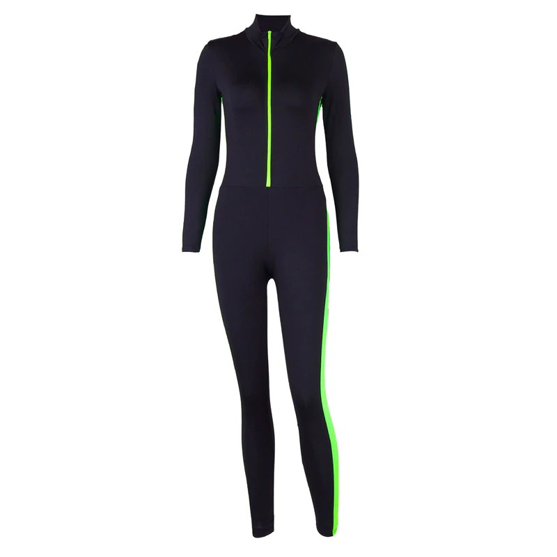 black and lime green jumpsuit