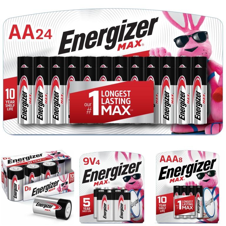 Energizer MAX AA, AAA, D, C, 9V Batteries, Alkaline, 8, 16, 24-Pack ...