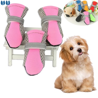 ㍿『27Pets』4pcs Dog Shoes Breathable Mesh Pet Shoes Magic Stick Lightweight Dog Shoes Beauty Pet Shoes