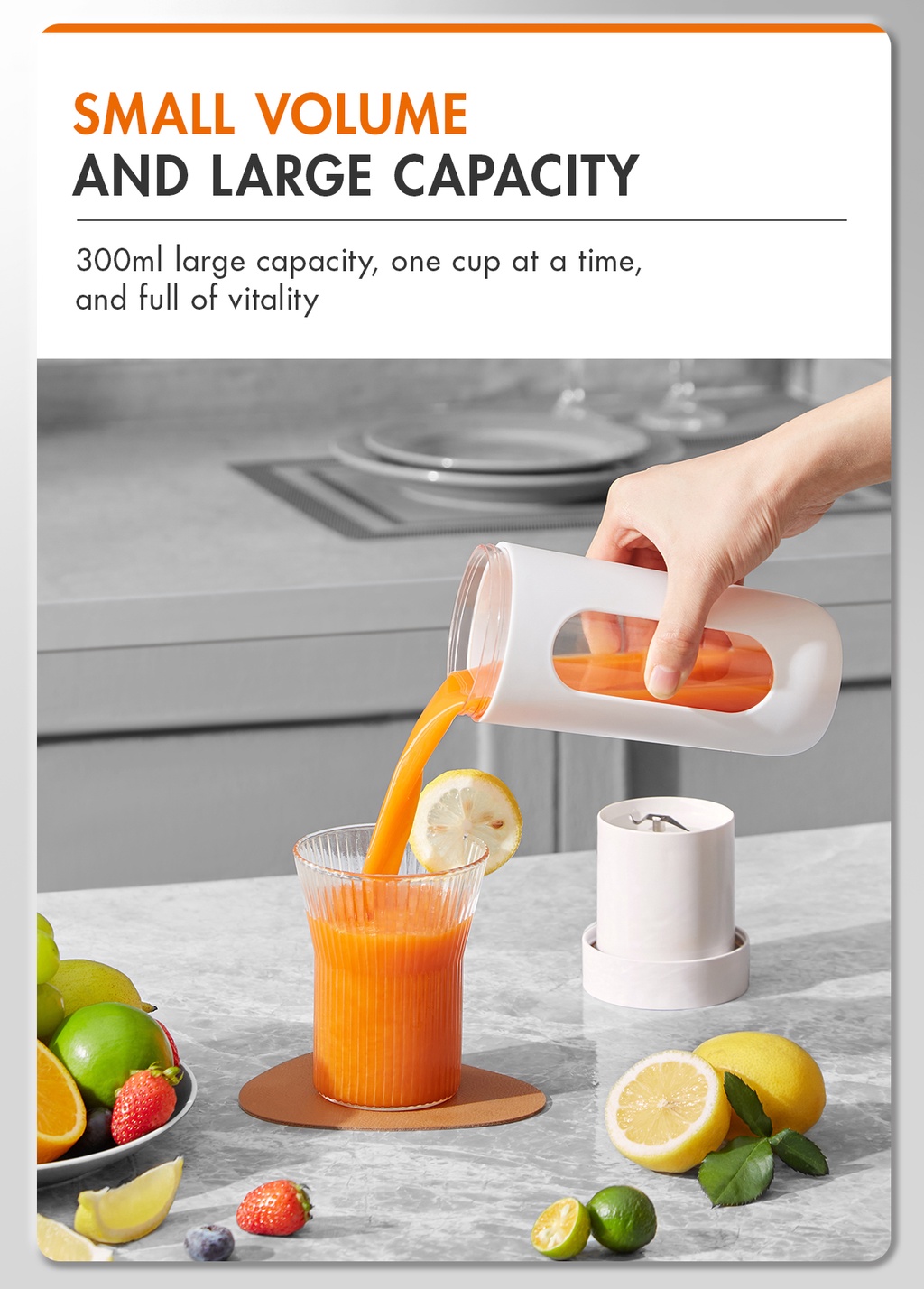 Gaabor Portable Juicer Cordless Juice Cup 300ml Rechargeable Juicer