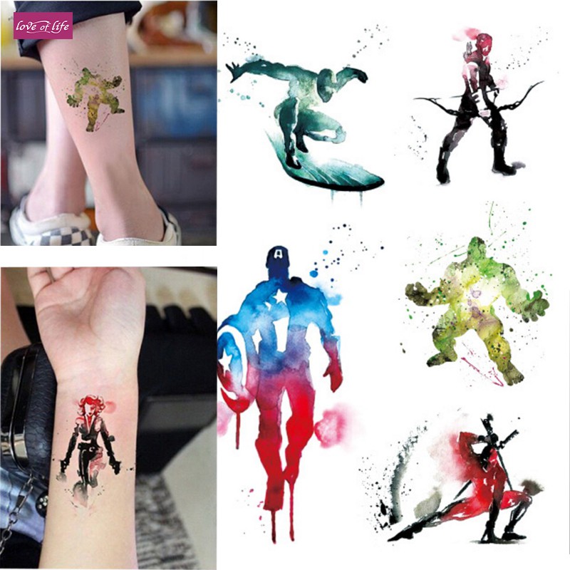 Waterproof Children Boy Temporary Tattoo Cartoon American captain Hulk  Hawkeye Body Art Flash Tattoo | Shopee Philippines