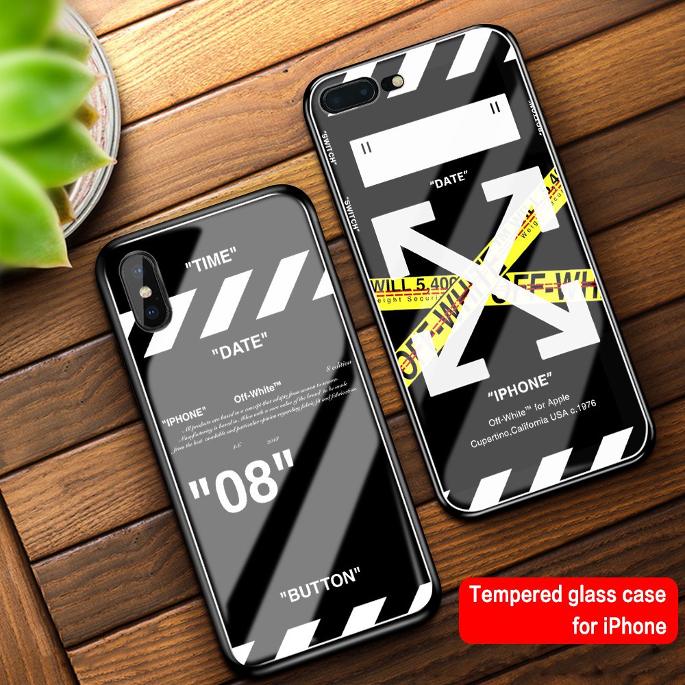 Off White Iphone X Glass Case For 6 6s 7 8 Plus X Xs Xr Xs Max 11 Pro Max Cover Shopee Philippines