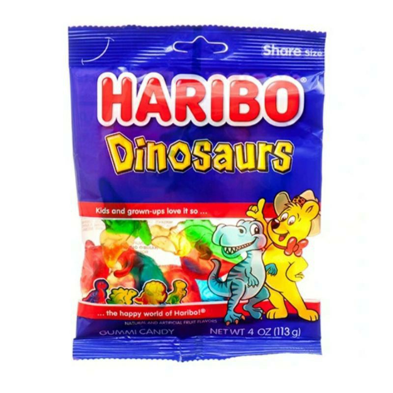 Haribo Dinosaurs USA made Gummy Candy Natural Fruit flavors 113g ...