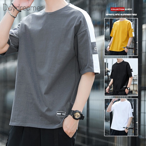 Ready Stock Korean Men's Summer Cotton T-shirt Loose Top | Shopee ...